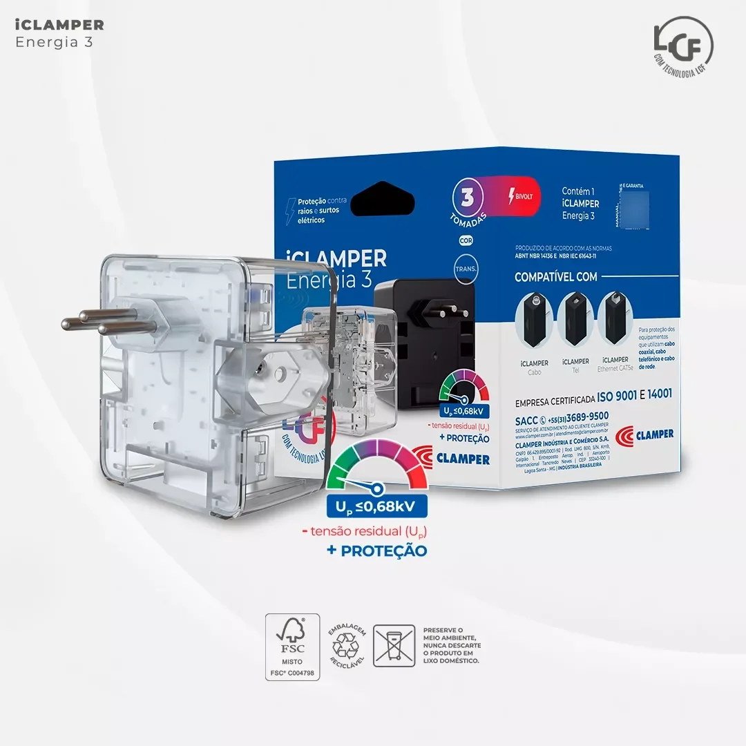 Ver imagem 2 de Dps Iclamper Energia 3 Lcf Transparente (protetor C. Telef/energ)