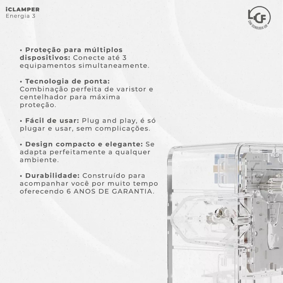 Ver imagem 3 de Dps Iclamper Energia 3 Lcf Transparente (protetor C. Telef/energ)