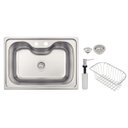 Ver imagem 1 de Cuba Tramontina Morgana 60 Fx Undermount Cor Aço Inox Escovado c/ Válvula, Dosador de Sabão e Cesto