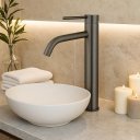 Ver imagem 2 de Torneira de Água Fria Bica Alta para Banheiro Acabamento Grafite Escovado - Dp5102 Drop Metais