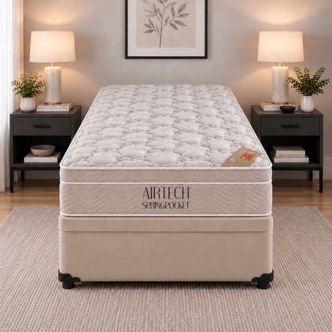 Cama Box Baú Airtech Solteiro Colchão de Molas Ensacadas Ortobom 88x188x60cm