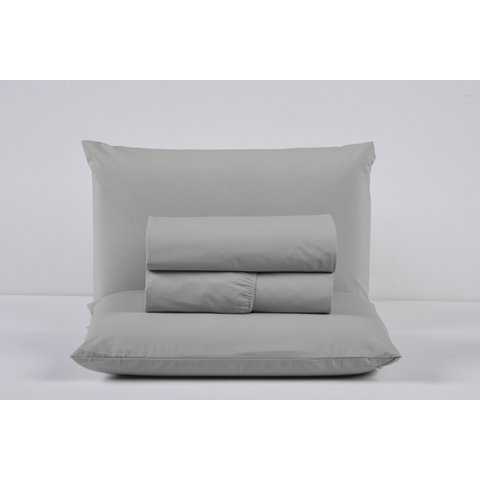 Kit Roupa de Cama King Size Percal 200 Fios 100% Algodão com Elástico e Fronhas 4 Peças:cinza