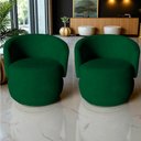 Ver mais imagens de Kit 2 Poltronas Decorativa Beatriz Orgânica Bouclé Verde