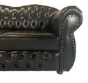 Ver imagem 1 de 1 Sofa Chesterfield Capitone Imperatriz 2.30m (3 Lugares) + 2 Poltronas Corano Preto / Barbearia - T
