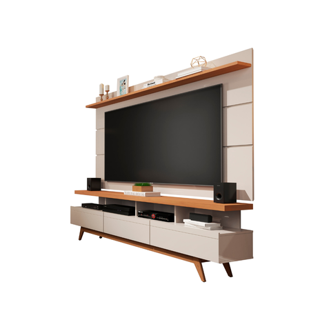 Rack com Painel de Sala Vivare Wood 1,80 Giga Móveis:OffWhite/Nature