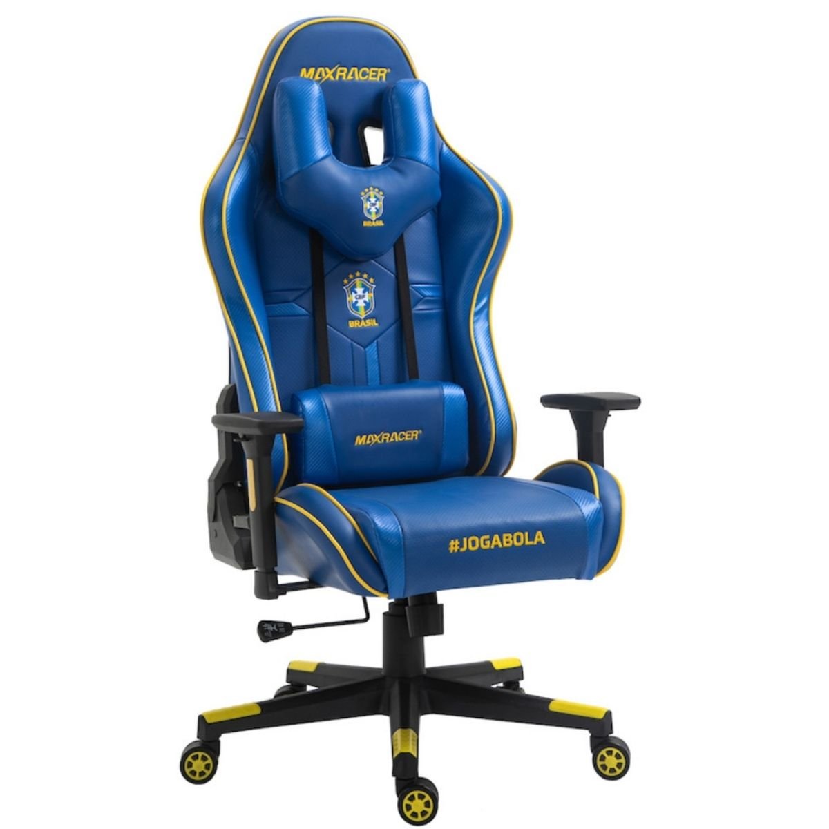 Cadeira Gamer MaxRacer Tactical CBF Azul  Amarelo Licenciada - 2