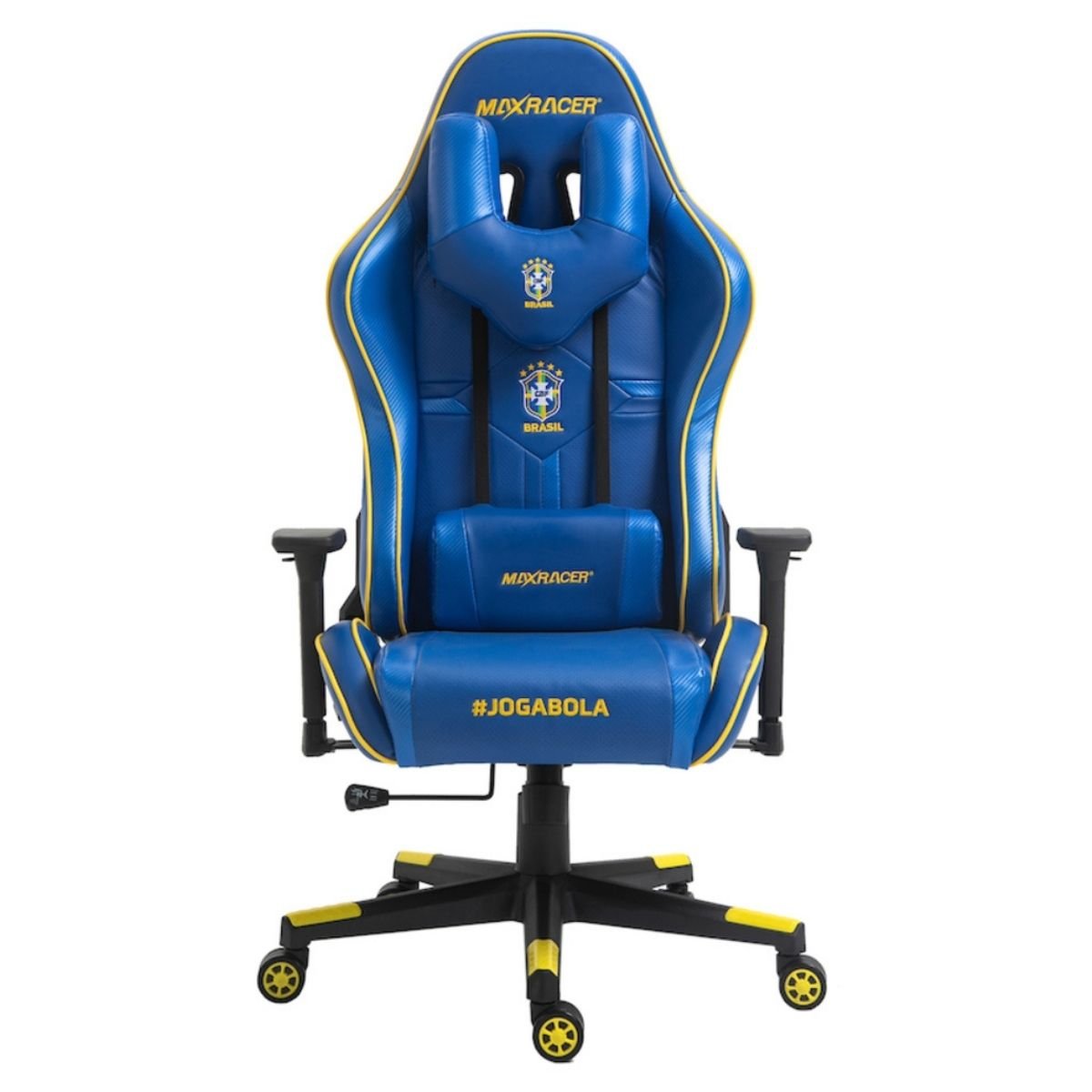 Cadeira Gamer MaxRacer Tactical CBF Azul  Amarelo Licenciada - 1