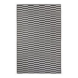 Tapete Sala Sem Pelo Listrado Preto Prata 300x300 cm Listras - 1