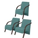 Ver imagem 1 de Kit3 Poltronas Decorativas Vênus 1 Lugar Braço Pé Madeira D Salla Suede Turquesa