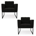 Ver imagem 1 de Kit 2 Poltronas Elisa Suede Preto Base Metálica Industrial Preto - D'Rossi