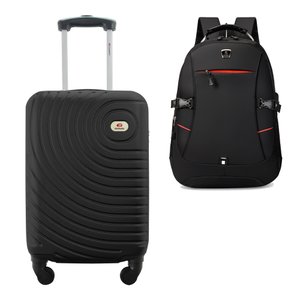 Kit Mala de Bordo Viagem 10kg Rodas 360º Rígida Abs Cadeado Segredo Gladiador A7mb com Mochila Execu