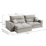 Sofá Retrátil e Reclinável Milano Linho Bege Claro 250cm Fabrispuma - 3