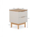 Ver imagem 2 de Mesa de Cabeceira Kaki 2 Gavetas 43 Cm X 40 Cm Tauari / Off White