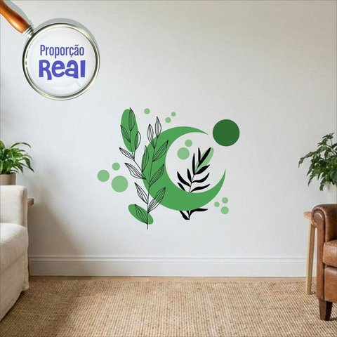 Adesivo Floral Boho Verde Estilo Nórdico 80x68 Minimalista Mod.05