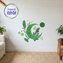 Ver imagem 1 de Adesivo Floral Boho Verde Estilo Nórdico 80x68 Minimalista Mod.05