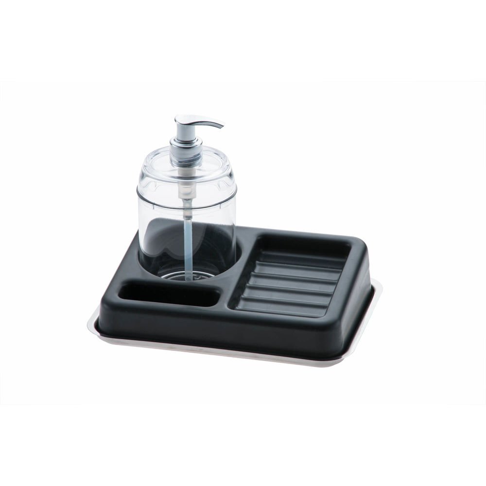 Suporte Porta Esponja Sabão Detergente Com Dispenser Preto - 1