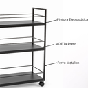 Ver imagem 3 de Carrinho de Bebidas Barzinho Adega Estilo Industrial Preto