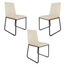Ver imagem 1 de Kit 3 Cadeiras de Jantar Estofada Lille Base Preta Veludo Bege - Montanaris Decor
