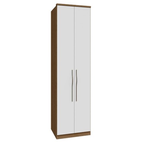 Guarda Roupa Modulado 02 Portas com Prateleiras 234cm Setiba - Jequitibá/Branco