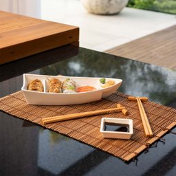 Barca para Servir Sushi Comida Japonesa Oriental 28x13x5cm Coza Branca - 5