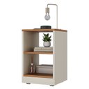 Ver imagem 2 de Mesa de Cabeceira Retrô Compacta com Rodizios Decore Shark Moveis:off White/nature