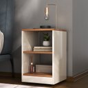 Ver imagem 1 de Mesa de Cabeceira Retrô Compacta com Rodizios Decore Shark Moveis:off White/nature