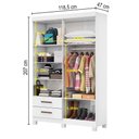 Ver imagem 4 de Guarda-roupa Solteiro Solo 4 Portas 2 Gavetas com Pés Branco - Pnr Móveis