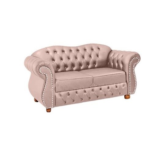 Sofá Chesterfield Merlo 2 lugares 2,00 Suede Rosa Claro/ decoração, recepção, sala tv estar