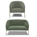 Ver imagem 1 de Sofá Namoradeira e Poltrona Pé Ferro Dourado Stella Bouclê Menta D03 - D'Rossi