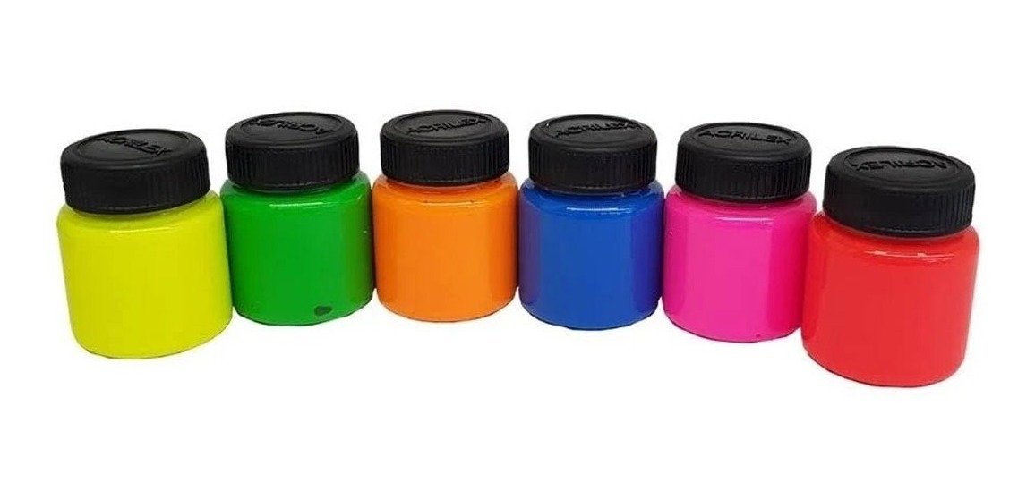 Tinta para Tecido Neon - 6 Potes de 15ml Acrilex - 040060000