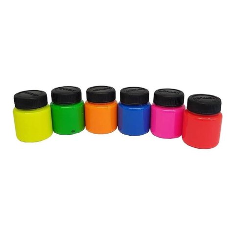 Tinta para Tecido Neon - 6 Potes de 15ml Acrilex - 040060000