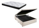 Ver imagem 1 de Cama Box Baú Casal Conforto Suede Bege + Colchão Casal Conforto Espuma D33 Com EPS 24x138x188
