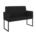 Ver imagem 6 de Kit 2 Poltrona + Sofá 2 Lugares com Base Ferro Preta Courino Cor:preto