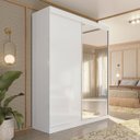 Ver imagem 1 de Guarda-Roupa Solteiro 2 Portas de Correr 2 Gavetas e Espelho Peônia Yescasa