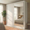 Guarda-Roupa Solteiro com Espelho 2 Portas de Correr e 2 Gavetas Peônia Yescasa Branco  - 1