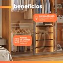 Ver imagem 6 de Guarda Roupas Casal 3 Portas de Correr Reflecta com LED 4 Gavetas Eva