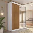 Ver imagem 1 de Guarda-Roupa Solteiro 2 Portas de Correr 2 Gavetas e Espelho Peônia Yescasa