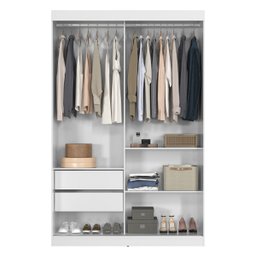 Guarda-Roupa Solteiro com Espelho 2 Portas de Correr 2 Gavetas Peônia Branco Yescasa - 4
