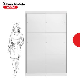 Guarda-Roupa Solteiro com Espelho 2 Portas de Correr 2 Gavetas Peônia Branco Yescasa - 10