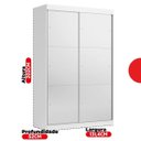 Ver imagem 3 de Guarda-Roupa Solteiro com Espelho 2 Portas de Correr 2 Gavetas Peônia Branco Yescasa
