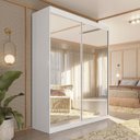 Ver imagem 1 de Guarda-Roupa Solteiro 2 Portas de Correr 2 Gavetas e 6 Espelhos Peônia Yescasa