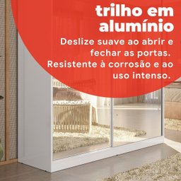 Guarda-Roupa Solteiro com Espelho 2 Portas de Correr 2 Gavetas Peônia Branco Yescasa - 7