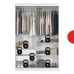 Guarda-Roupa Solteiro com Espelho 2 Portas de Correr 2 Gavetas Peônia Branco Yescasa - 12