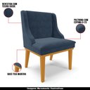 Ver imagem 4 de Kit 6 Cadeiras Decorativas Sala de Jantar Base Fixa de Madeira Firenze Suede Azul Marinho/Castanho G