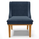 Ver imagem 7 de Kit 6 Cadeiras Decorativas Sala de Jantar Base Fixa de Madeira Firenze Suede Azul Marinho/Castanho G