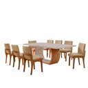 Ver imagem 2 de Conjunto Sala de Jantar Bella Tampo 220cm Laqueado Canto Moeda com Vidro e 8 Cadeiras Bella