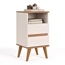 Ver imagem 4 de Mesa de Cabeceira Pop com 2 Gavetas com Pés Palito - Off White com Freijó
