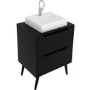 Ver imagem 1 de Gabinete para Banheiro 60 Cm 2 Gavetas com Cuba Robin Preto