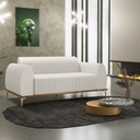 Ver imagem 2 de Sofá 3 Lugares para Sala de Estar Molino 210 Cm D02 Pés D'ouro Linho Cru C-443 - Lyam Decor
