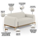 Ver imagem 4 de Sofá 3 Lugares para Sala de Estar Molino 210 Cm D02 Pés D'ouro Linho Cru C-443 - Lyam Decor
